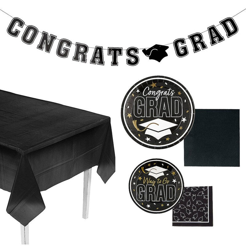 152 Pieces Graduation Party Solid Color Disposable Tableware Kit for 25