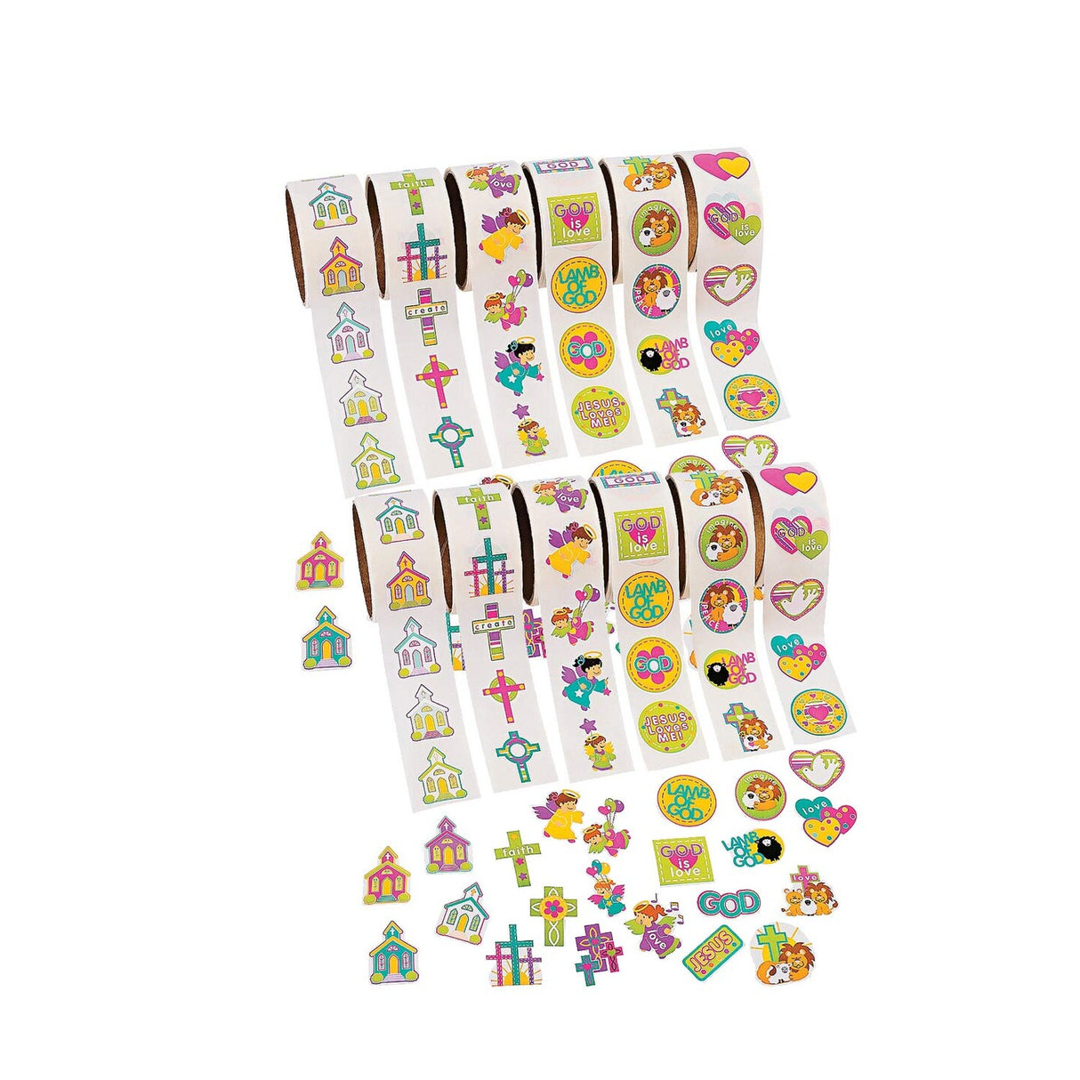 Religious Sticker Roll Assortment 600 Pieces