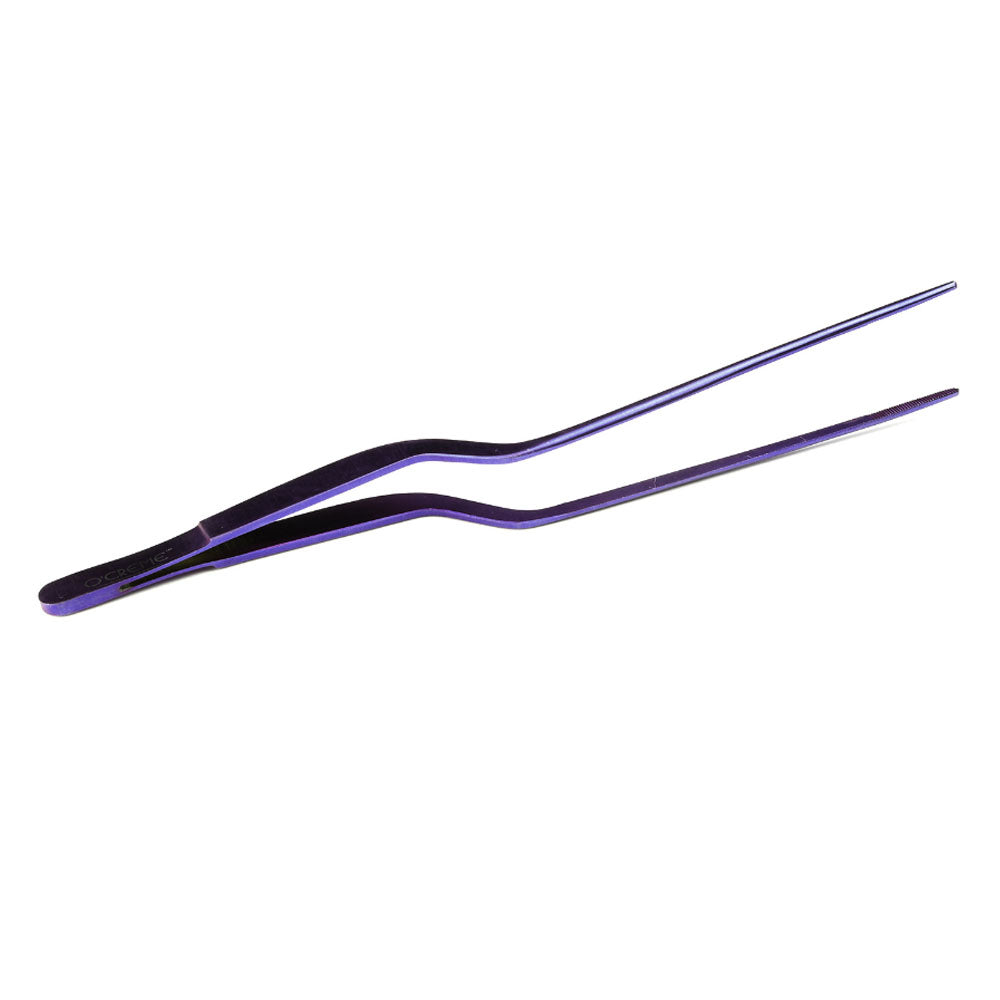 O'Creme Purple Stainless Steel Fine Tip Offset Tweezers, 8"