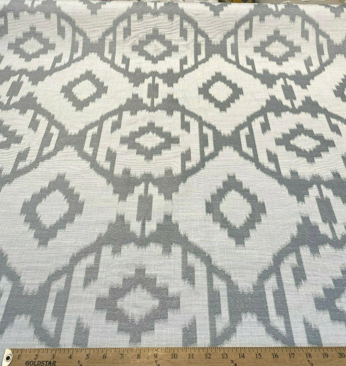 Baylis Aztec Silver Jacquard Fabric - Silver Aztec Pattern, 54" Width (1 Yard)