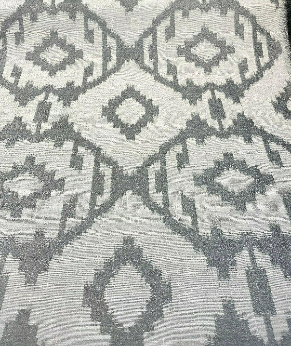 Baylis Aztec Silver Jacquard Fabric - Silver Aztec Pattern, 54" Width (1 Yard)
