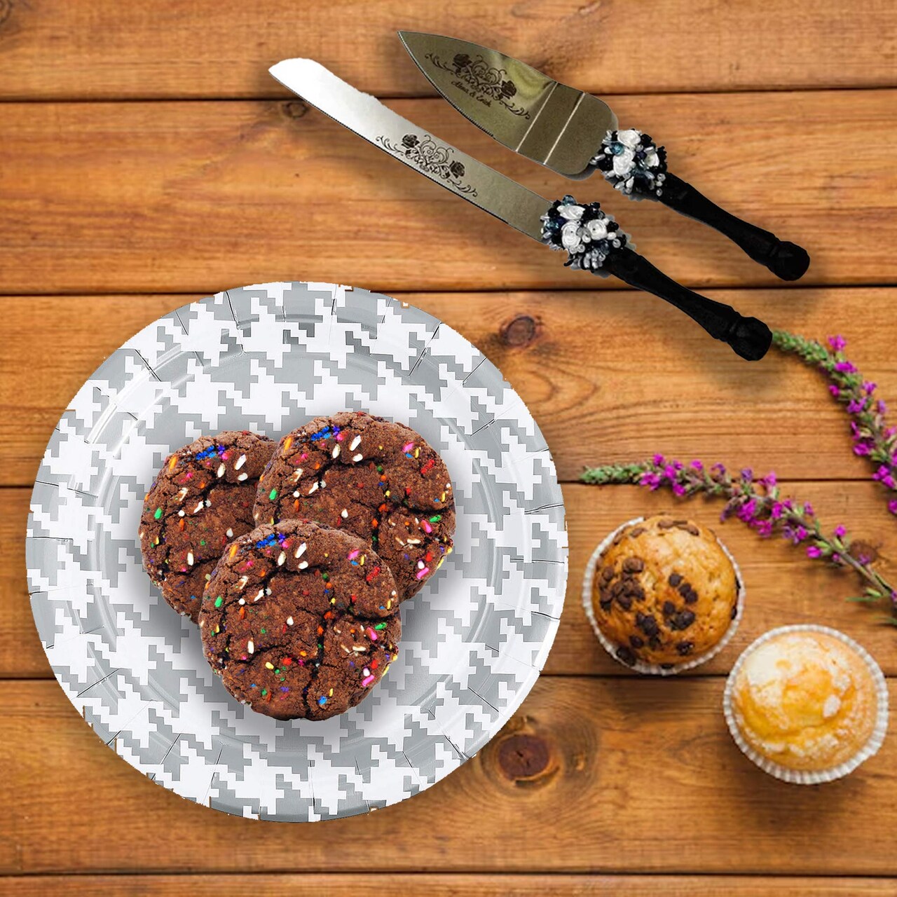 8 Ct. Puppy Party Silver Paper Dinner Plates 9" Birthday Party Plates