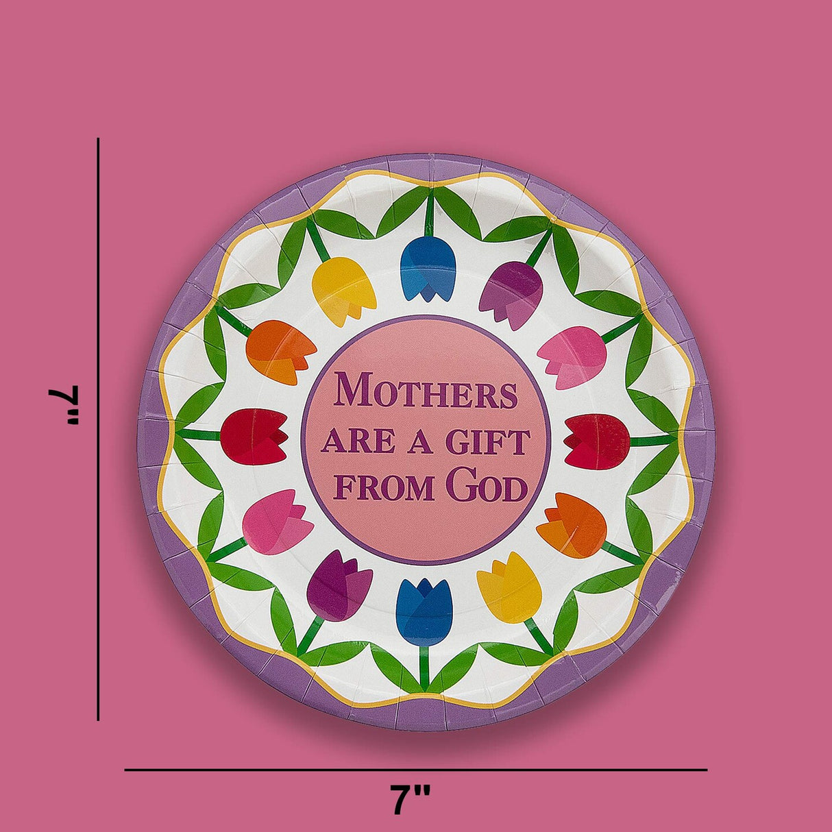 8 Count Mother’s Day Mothers Are a Gift From God Paper Dessert Plates 7"