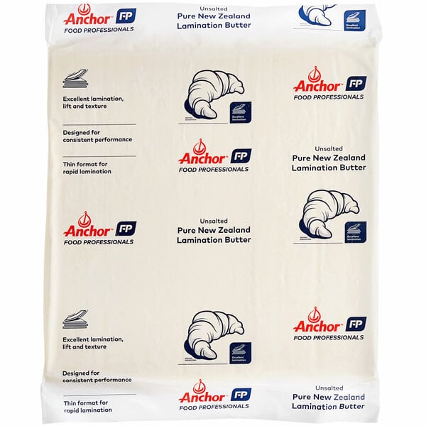 Anchor Food Professionals Fractionated Unsalted Lamination Butter Sheet 83% Butterfat 2.2 lb. - 20/Case