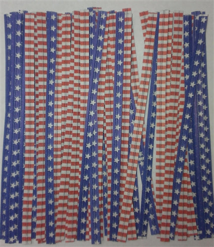 Stars & Stripes Paper Twist Ties - 50 Pack