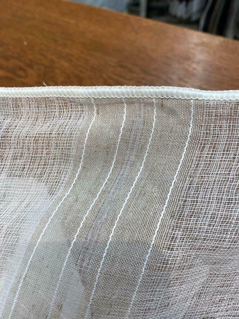P Kaufmann Linen Beige Heaven Sheer Stripe Sheer Fabric - White, Beige, Light Brown Stripes, 113" Width (By The Yard)