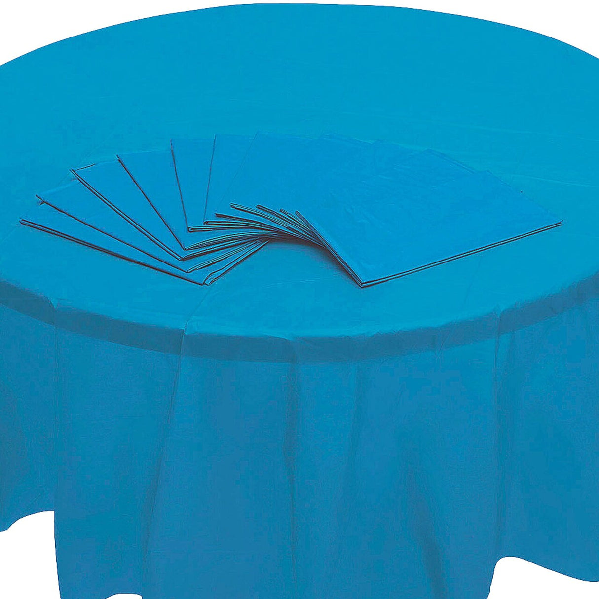 82" Bulk 12 Pc. Turquoise Banquet-Style Round Disposable Plastic Tablecloths
