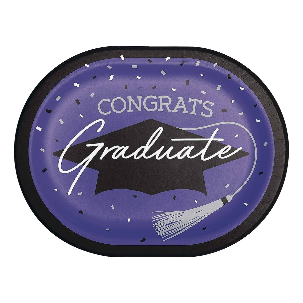 Creative Converting School Spirit Purple Graduation Oval Paper Platters – 24ct