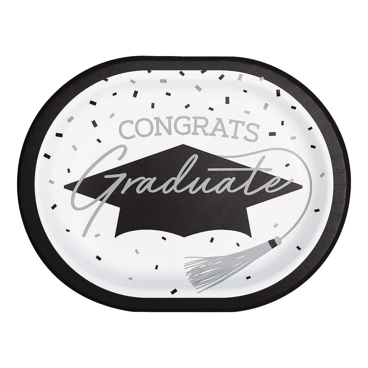 Creative Converting School Spirit White Graduation Oval Paper Platters – 24ct