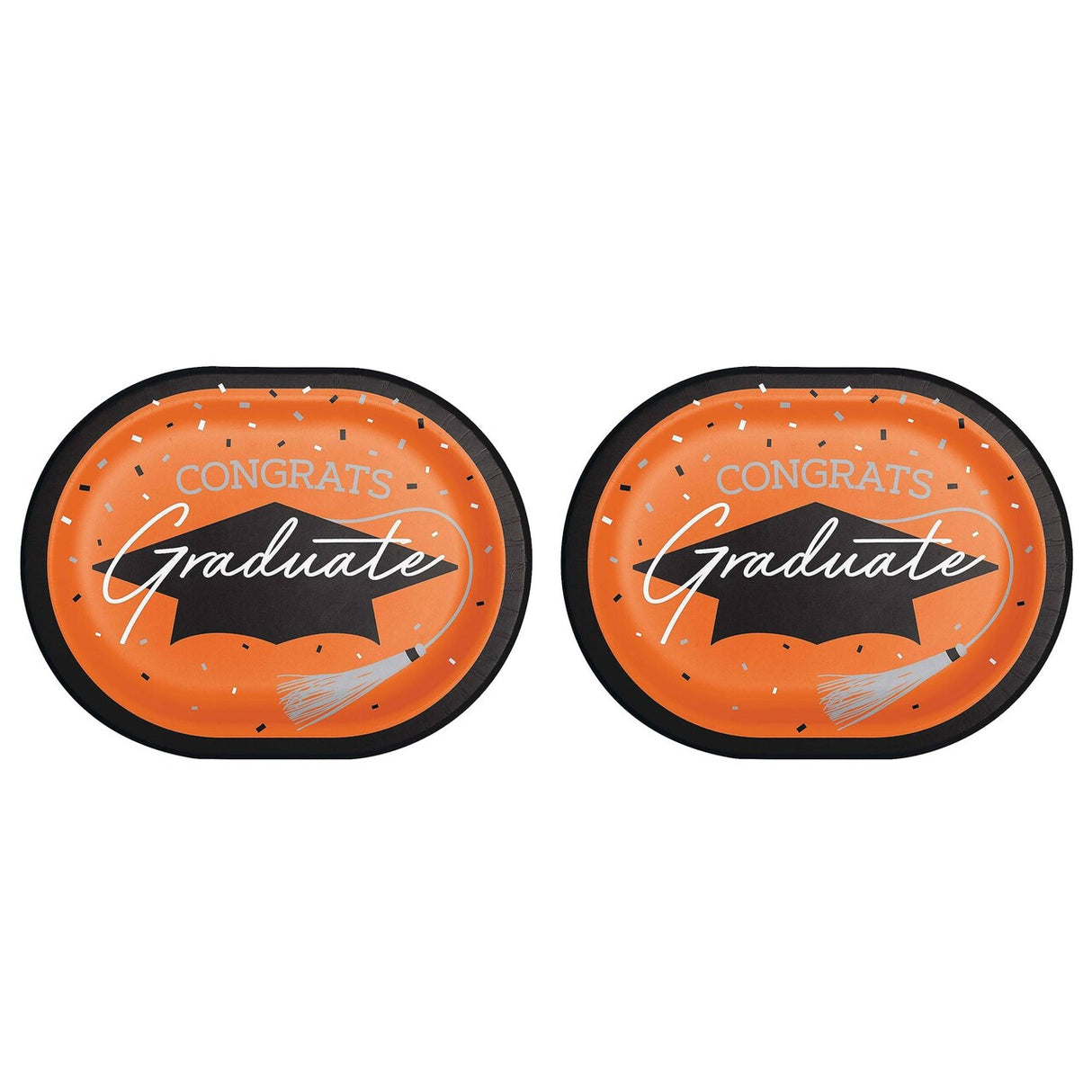 Creative Converting School Spirit Orange Graduation Oval Paper Platters – 24ct