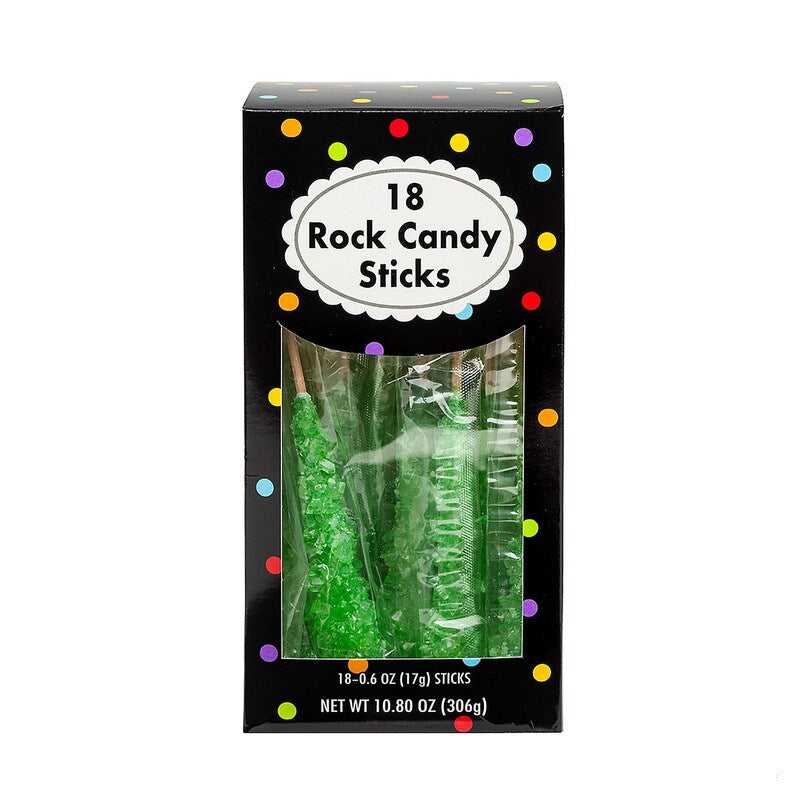 8" Bright Caribbean Blue Rock Candy Sticks – 10.8 oz, 18-Pack