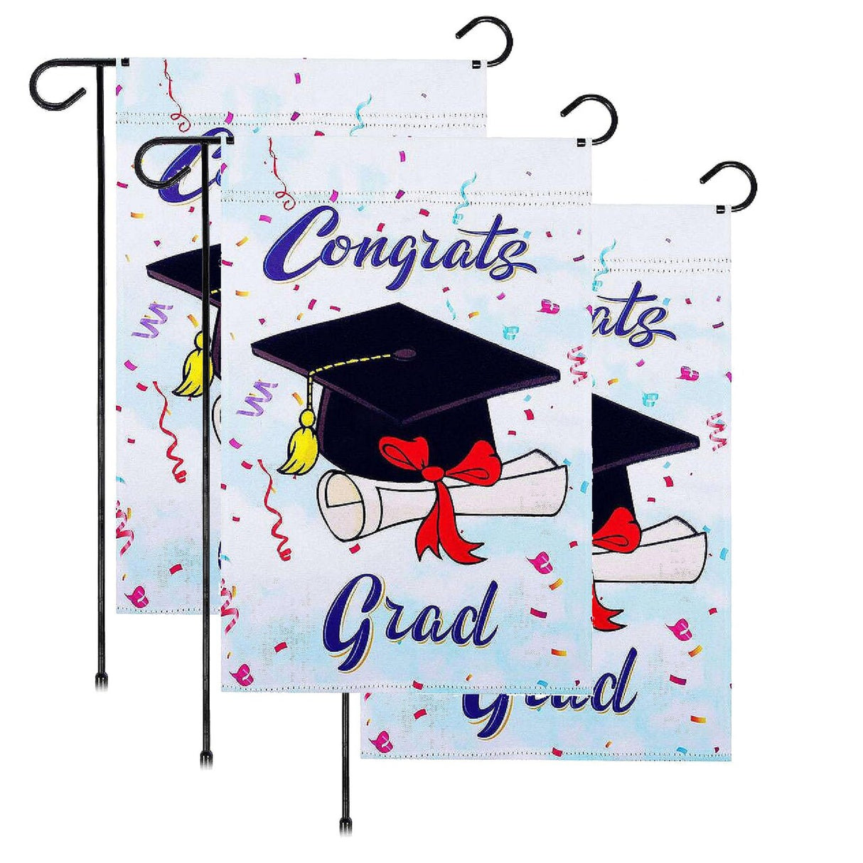 G128 Happy Graduation Garden Flag – 12" x 18", Double-Sided