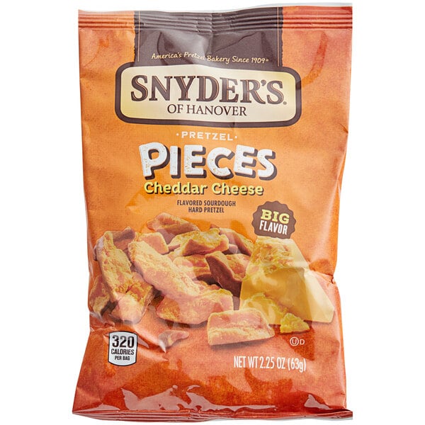 Snyder's of Hanover Cheddar Cheese Pretzel Pieces 2.25 oz. - 60/Case