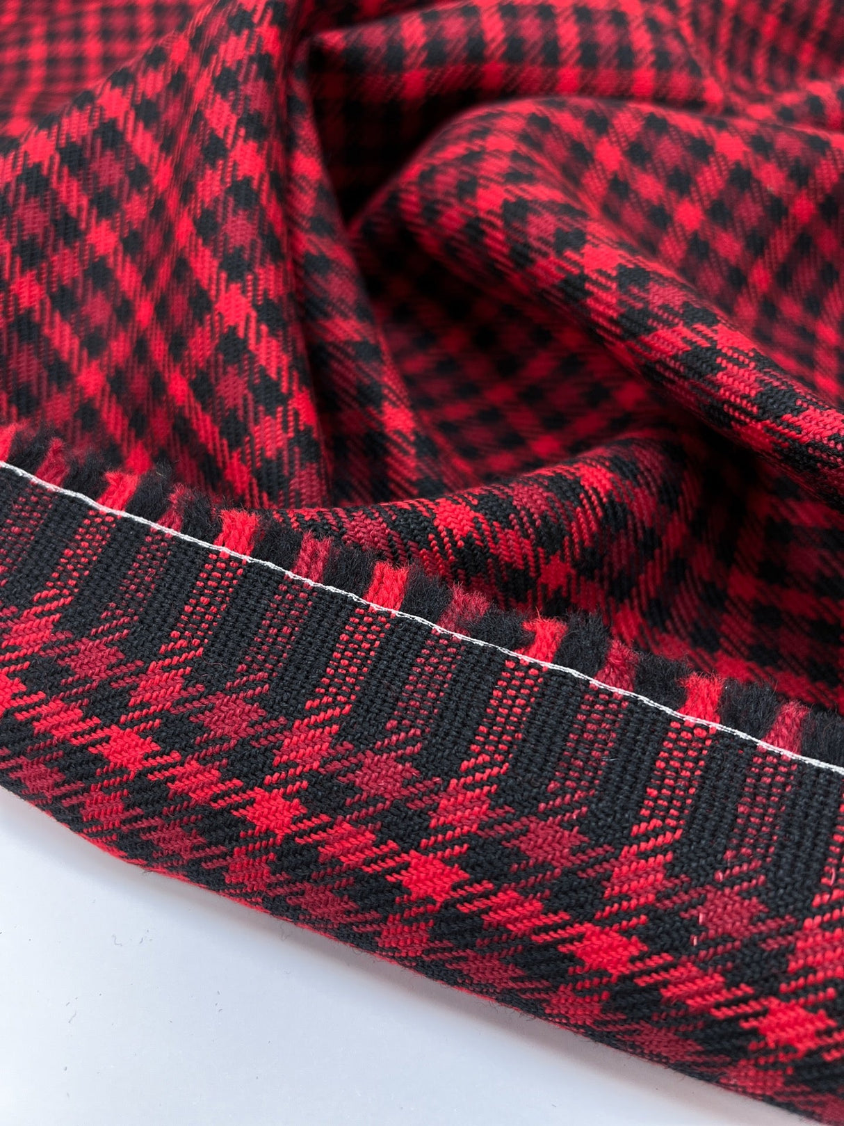 Wool Tweed Checked Red Black
