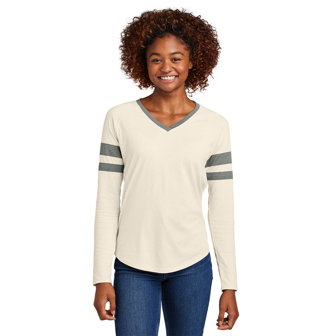 Women's Halftime Stripe Long Sleeve V-Neck Tee