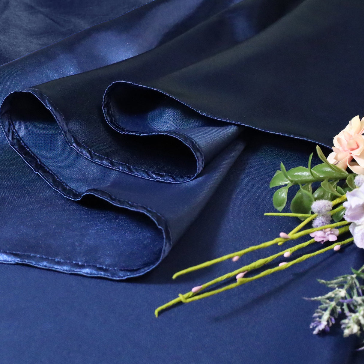 Round Satin Tablecloth 120 Navy Blue