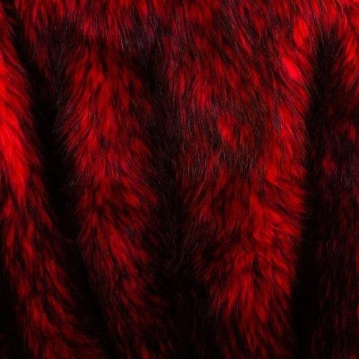 Red Black Faux Fake Fur Husky Long Pile,