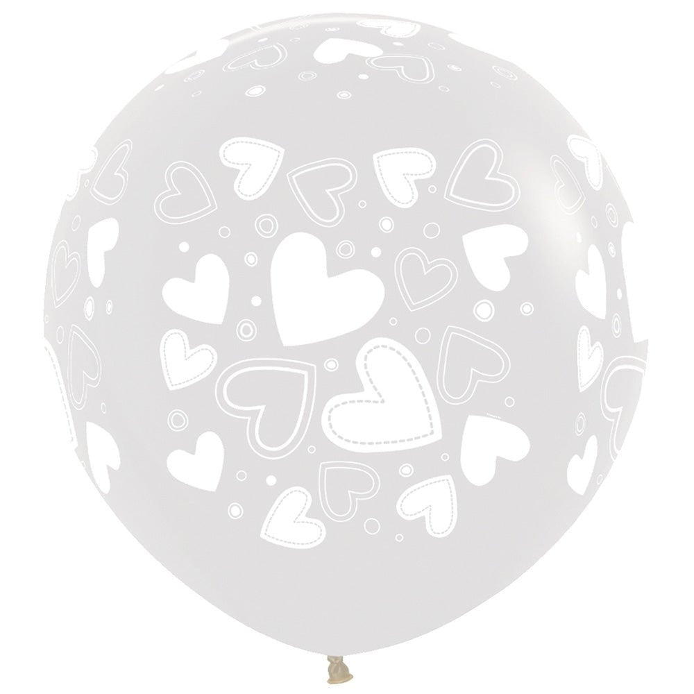 Latex Balloons Assorted Hearts Crystal Clear 24 Inch