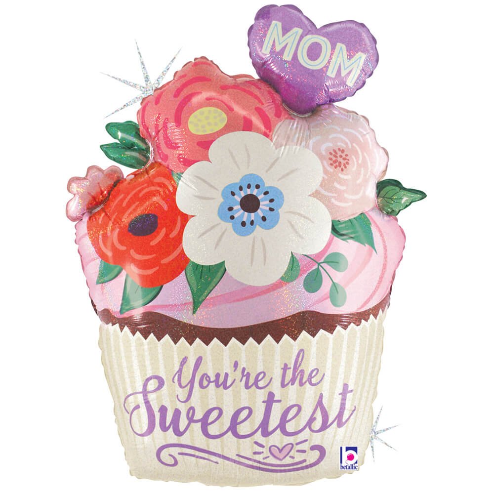 Foil Balloon Floral Mom Cupcake 24 Inch