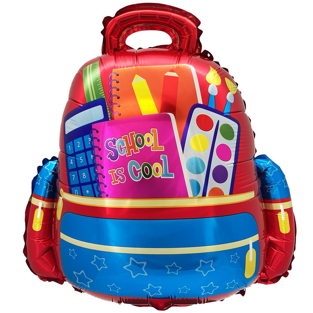 Foil Balloon School Is Cool Backpack Red