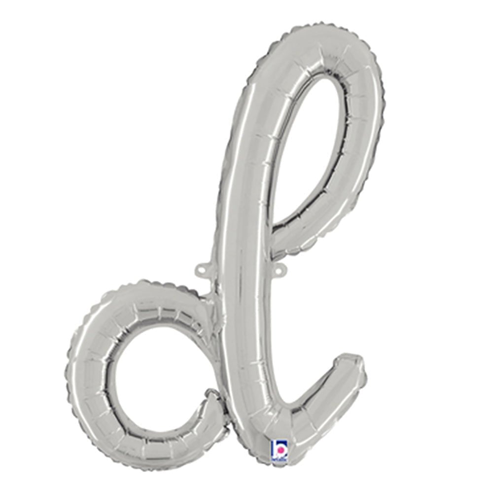 Foil Balloon Script Letter D Silver
