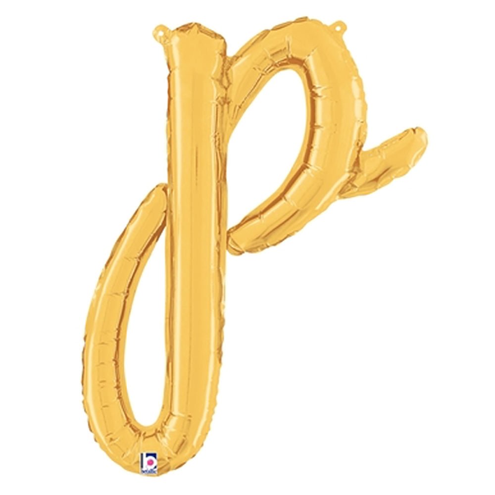 Foil Balloon Script Letter P Gold