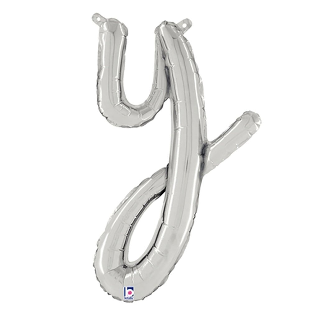 Foil Balloon Script Letter Y Silver