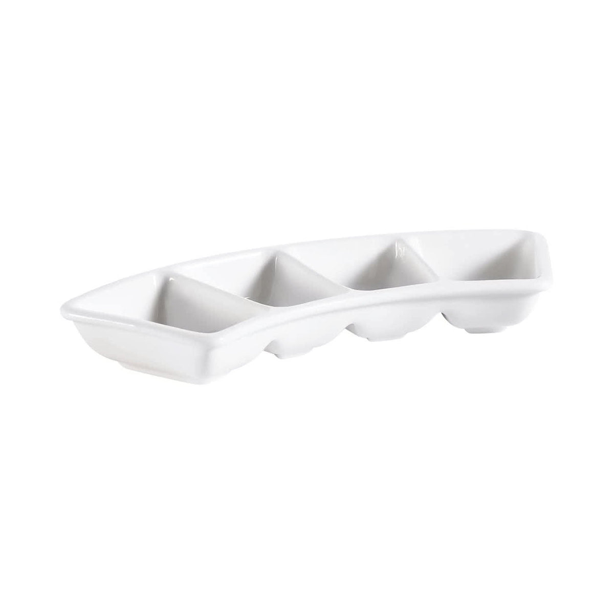 CAC China CN-4B8 Arched Rectangle 4 Compartment Accessories Dish 8-1/2" x 3" x 1" High - Case Of 36