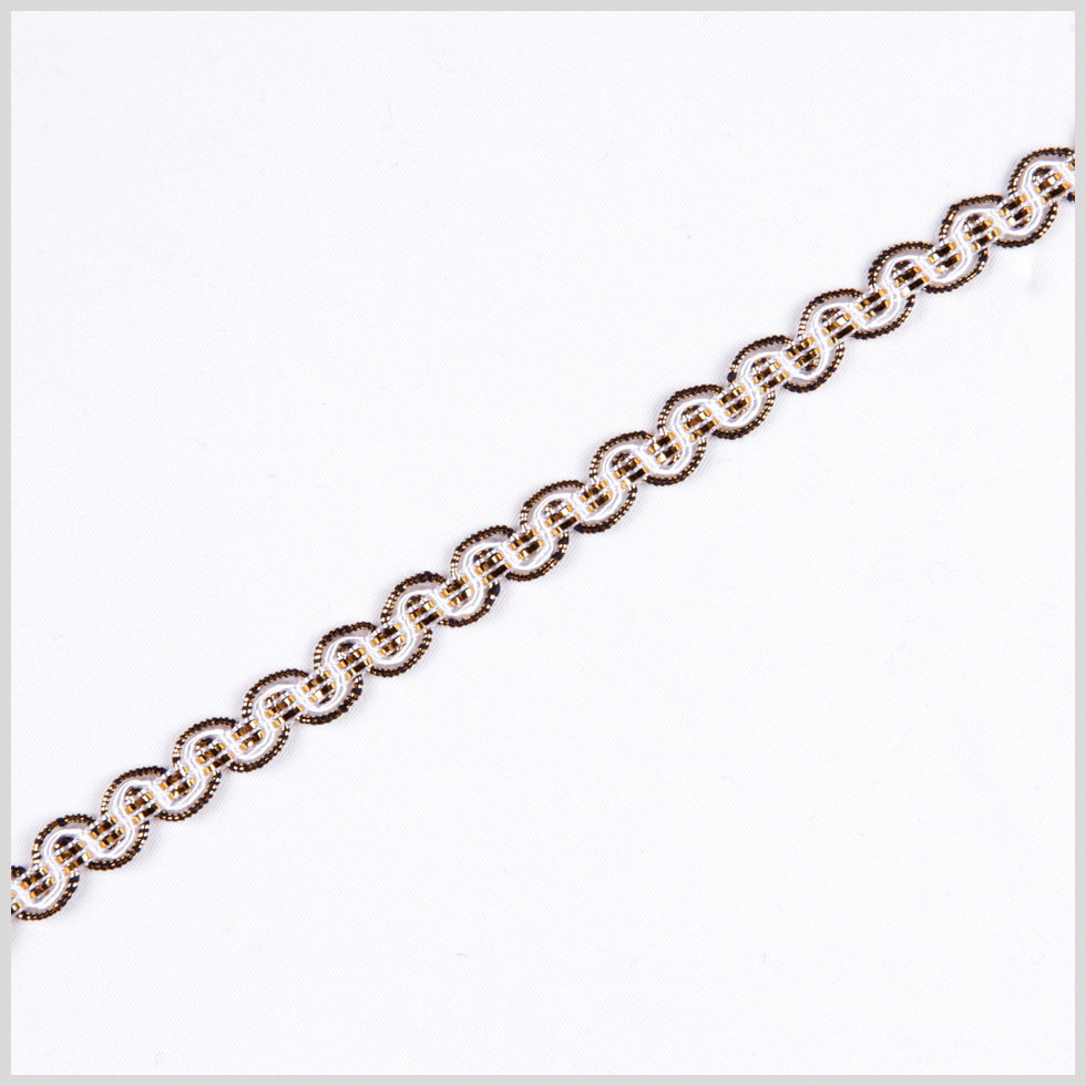 White/Gold Metallic Braid - 0.5"