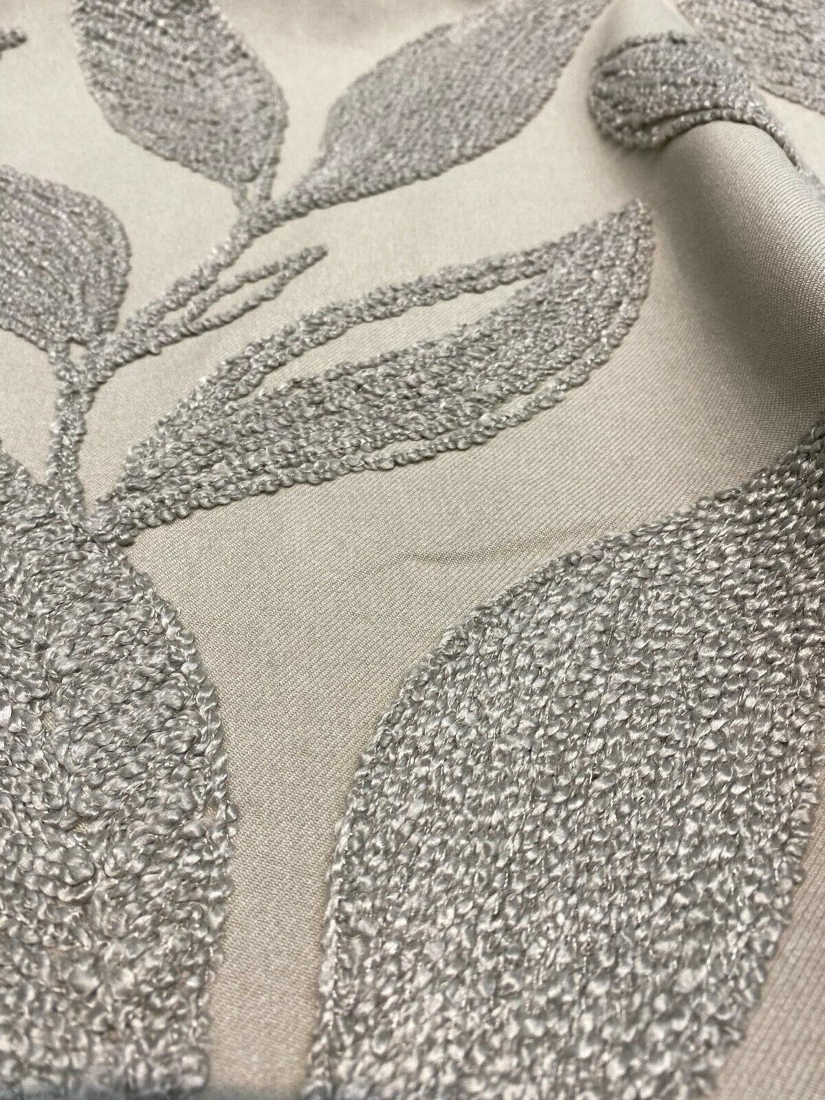 Valiant Dillon Embroidered Crewel Fabric - Natural Taupe Leaf Design, 54" Width (By The Yard)