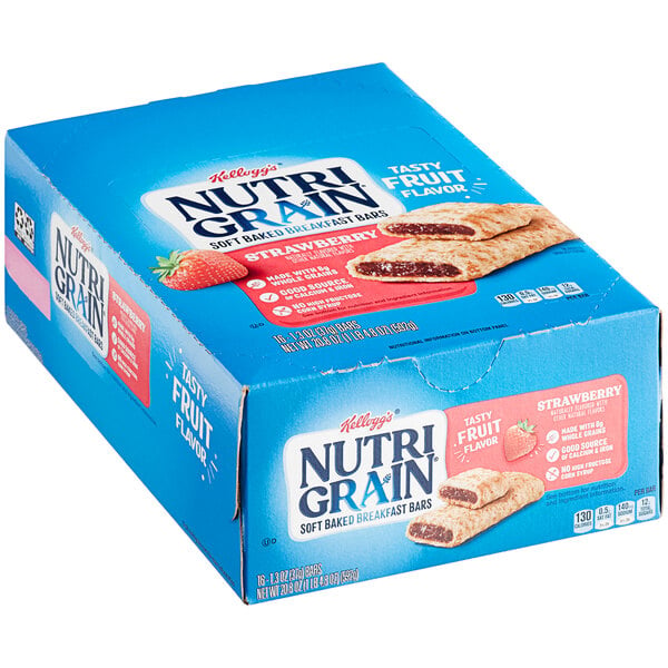 Kellogg's Nutri Grain 1.3 oz. Strawberry Cereal Bar 16 Count Box - 3/Case