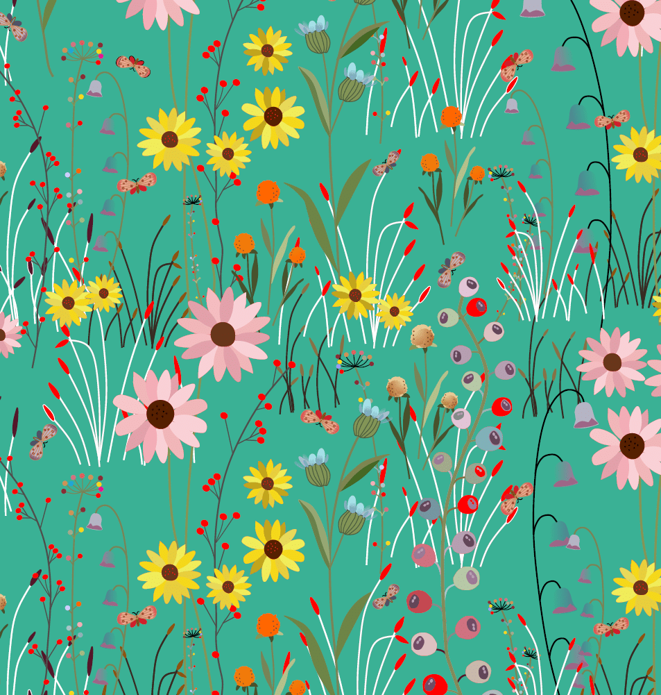 Cotton Fabric Mint Green Over The Hill View 43/44"
