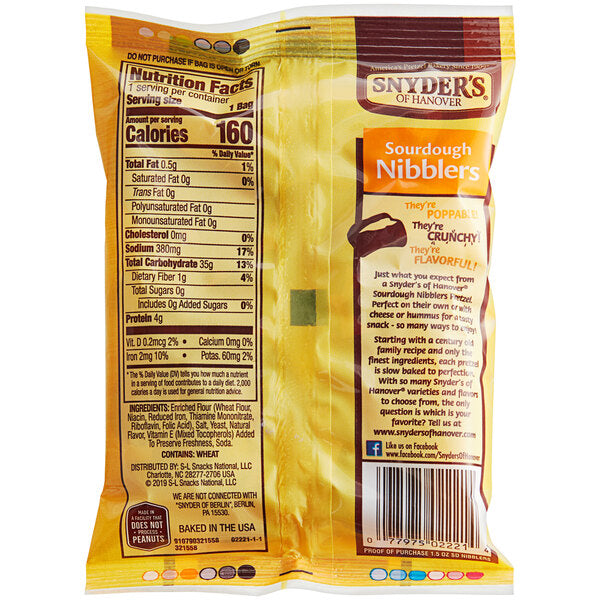 Snyder's of Hanover Sourdough Pretzel Nibblers 1.5 oz. - 60/Case