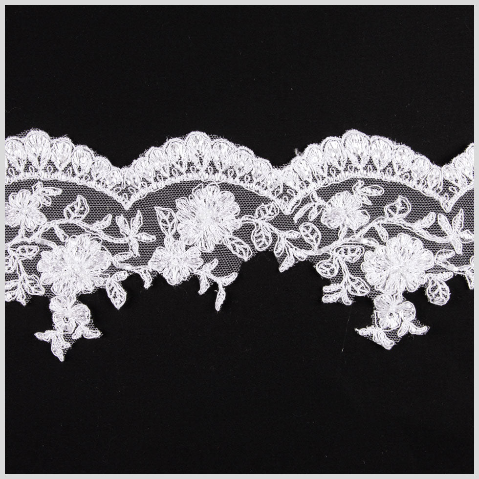 4.25" White/Silver Bridal Beaded Lace