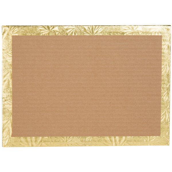 Quarter Sheet Gold Cake Board 13 3/4" x 9 3/4" Fold-Under 1/4" Thick