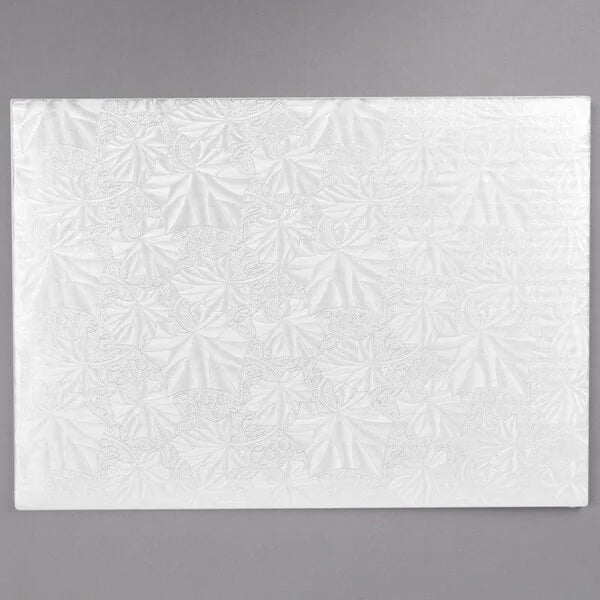 Quarter Sheet White Cake Board 13 3/4" x 9 3/4" Fold-Under 1/4" Thick