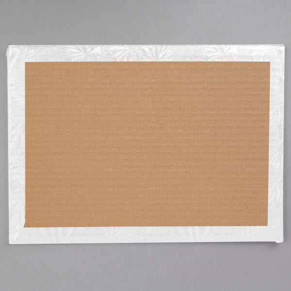 Quarter Sheet White Cake Board 13 3/4" x 9 3/4" Fold-Under 1/4" Thick