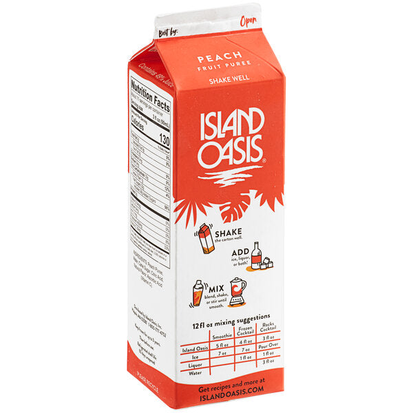 Island Oasis Peach Frozen Beverage Mix 32 fl. oz. - 12/Case