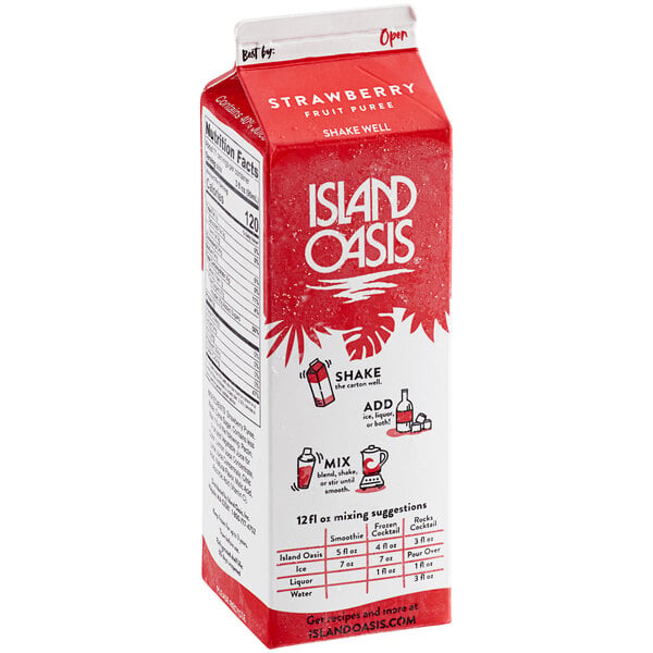 Island Oasis Strawberry Frozen Beverage Mix 32 fl. oz. - 12/Case