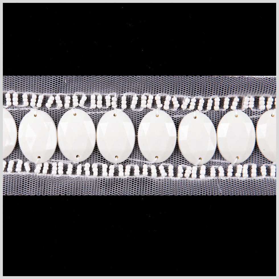 1.625" Beige Beaded Sequin Trim