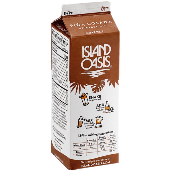 Island Oasis Pina Colada Frozen Beverage Mix 32 fl. oz. - 12/Case
