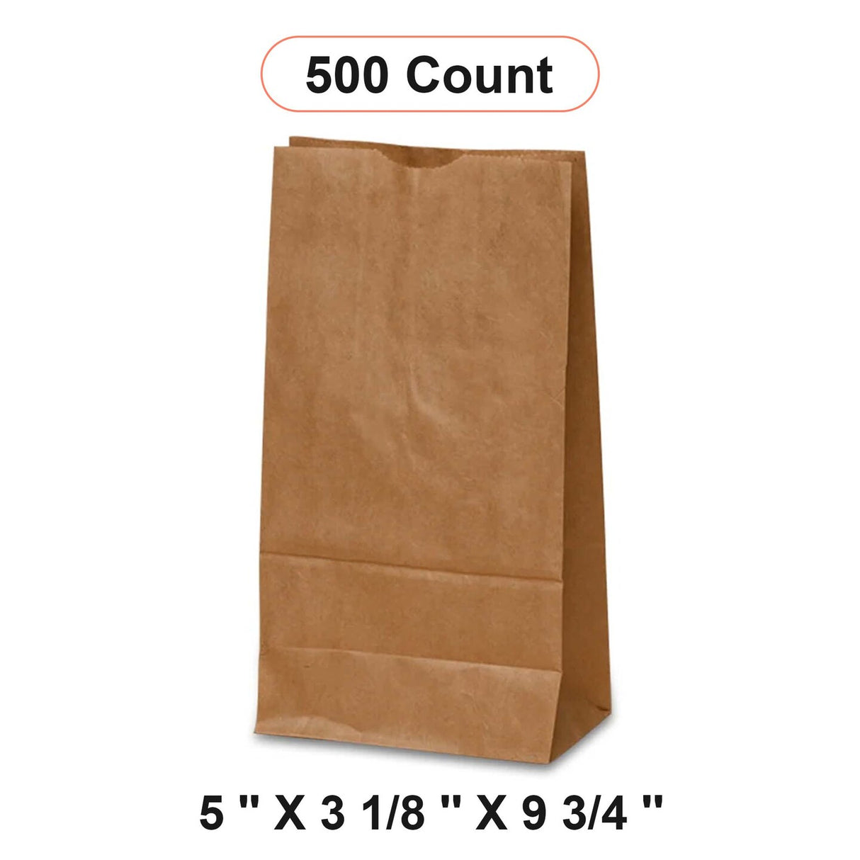 Small Kraft Grocery Bags 5'' x 3 1/8'' x 9 3/4''