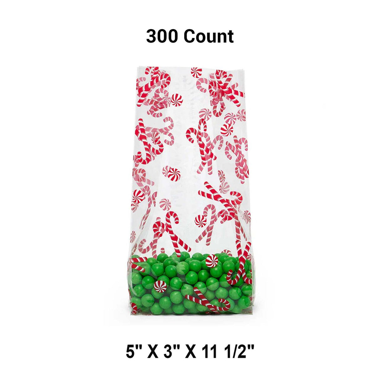 5” x 3” x 11.5” Christmas Cello Treat Bags with Festive Designs