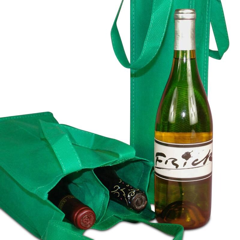 Non-Woven Reusable Wine Carry Bag Durable 7" x 7" x 14"