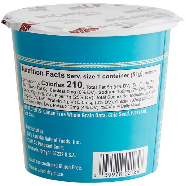 Bob's Red Mill Classic Gluten-Free Single Serving Oatmeal Cup - 12/Case