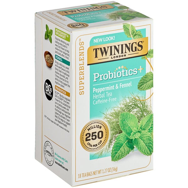 Twinings Probiotics Peppermint & Fennel Herbal Tea Bags - 18/Box