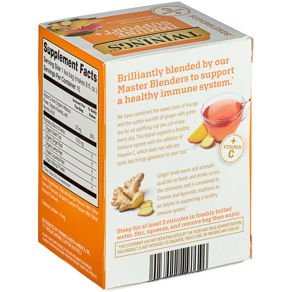 Twinings Superblends Immune Support+ Ginger & Mango Green Tea Bags - 16/Box