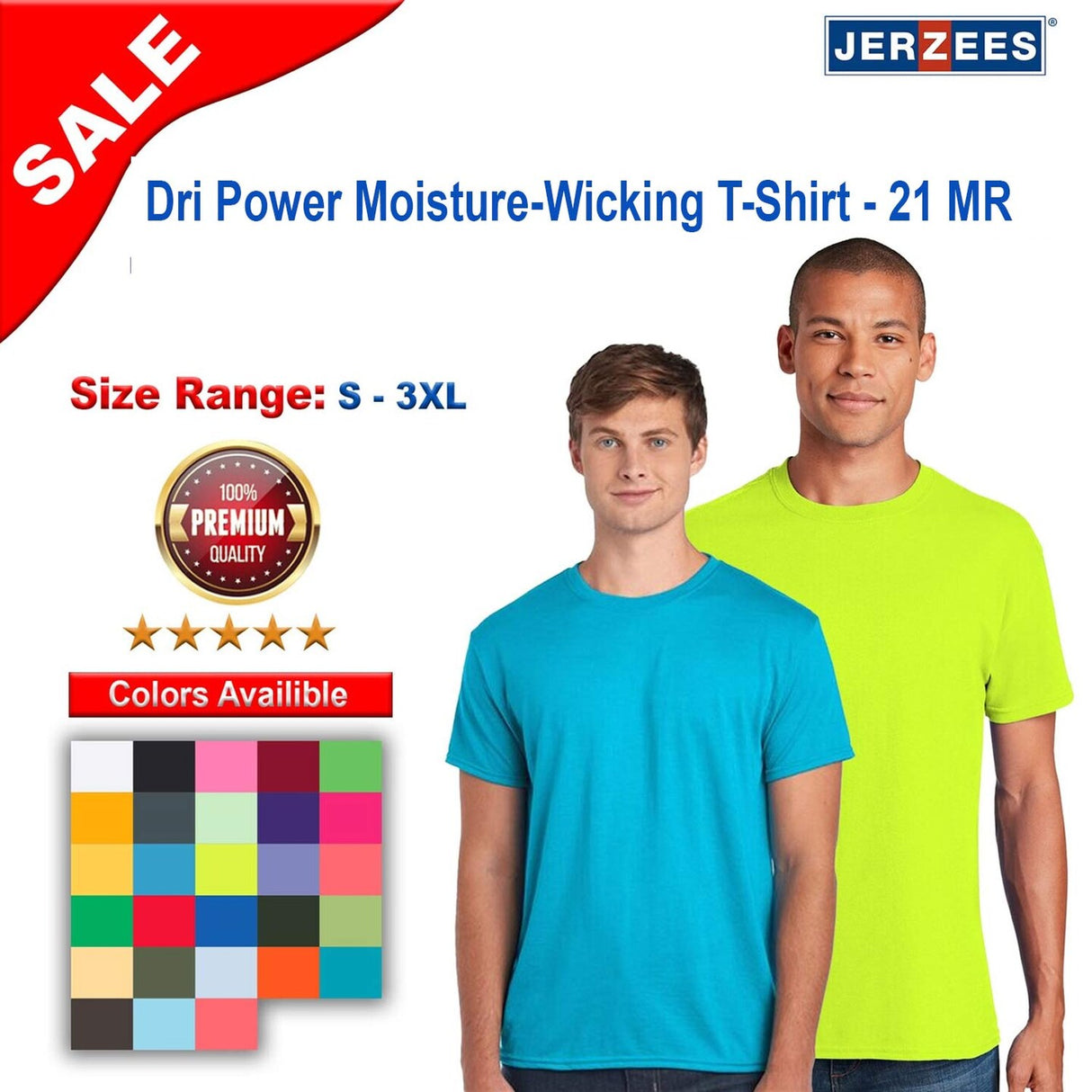 JERZEES® Dri Power Moisture-Wicking Crewneck Short Sleeve T-Shirt