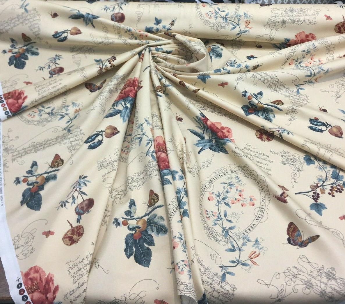 Lydia Irwin Botanical Fruits Cotton Fabric - Beige Multi Botanical Fruits, 54" Width (1 Yard)