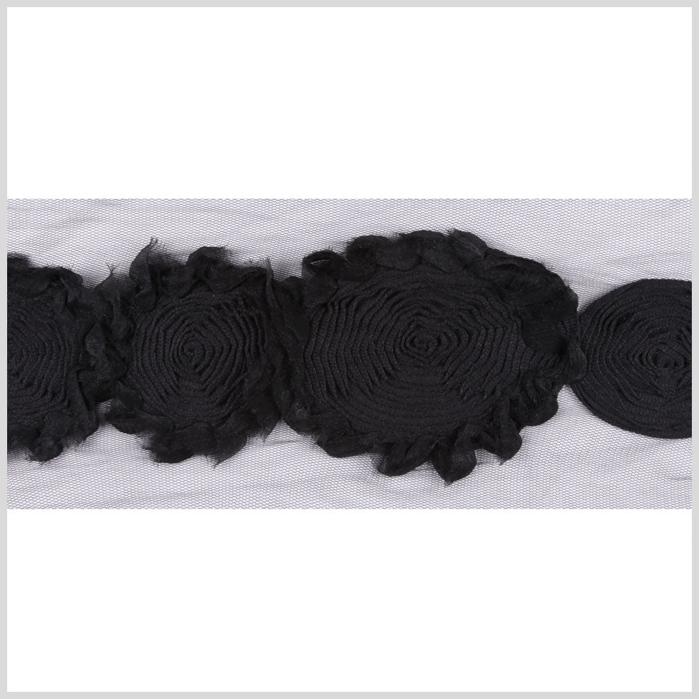 4" Black Floral Lace